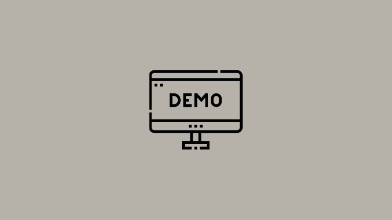 Et billede af en computerskærm med ordet Demo på 
